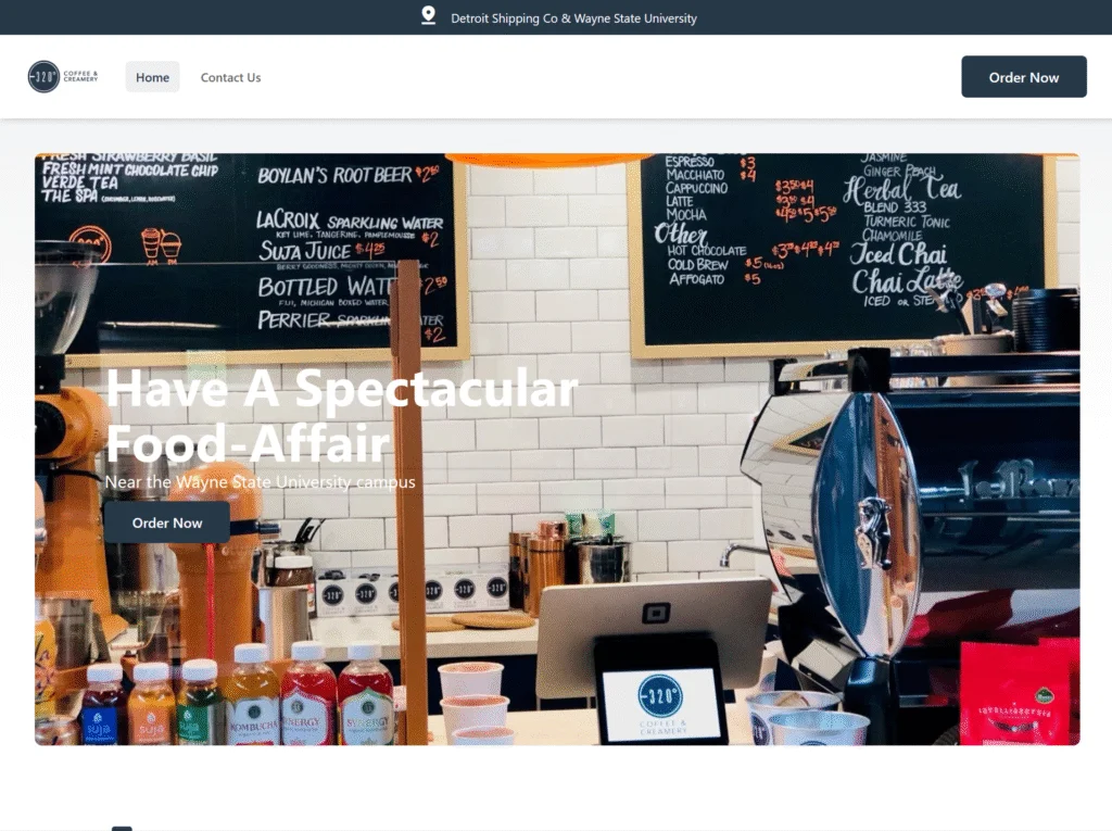 320 Coffee & Creamery website