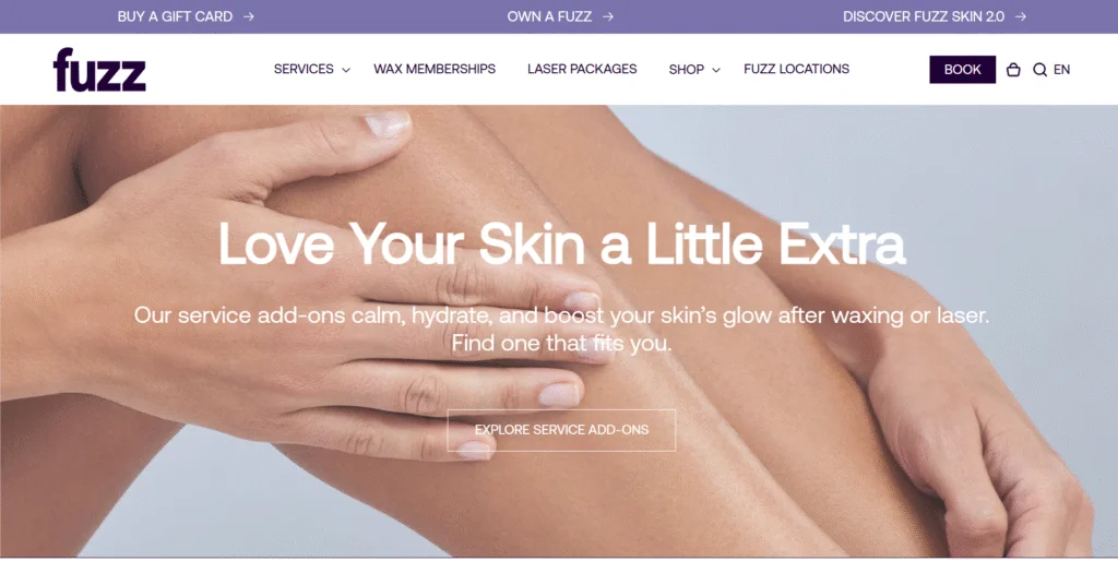 Fuzz Wax Bar website